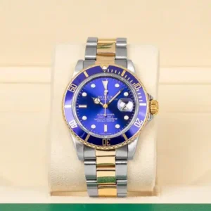 Rolex Submariner Date 16803 40mm Aftermarket Blue Dial and Insert Two-Tone Watch