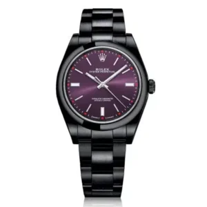 Rolex Oyster Perpetual 114300 Aubergine Dial Black PVD Oyster Bracelet Watch