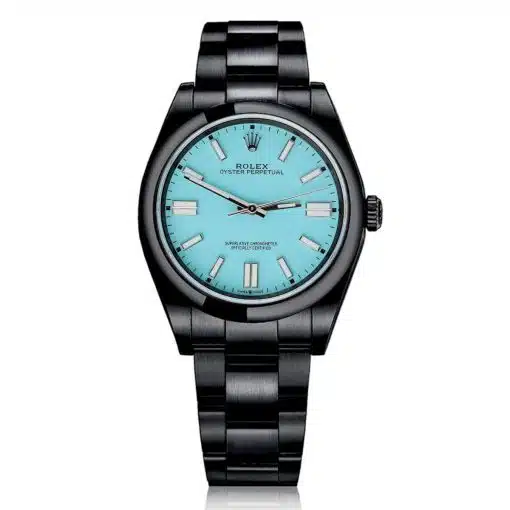 Rolex Oyster Perpetual 114300 Tiffany Blue Dial Black PVD Oyster Bracelet Watch